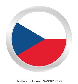Bandera de la República Checa. Logotipo del icono de la bandera del círculo. Bandera redonda. Icono de la bandera. Color estándar. Ilustración digital. Ilustración vectorial.	