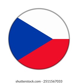 The flag of Czech. Flag icon. Standard color. Round flag. Computer illustration. Digital illustration. Vector illustration.