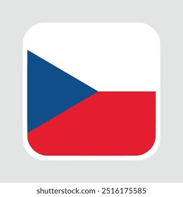 The flag of czech. Flag icon. Standard color. flat vector square with rounded corners Computer illustration. Digital illustration. Vector illustration.	