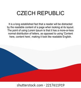 Flag of Czech Republic for banner in square white background. Czech Republic flag with space for text. Czech Republic square banner with flag . vector illustration eps10