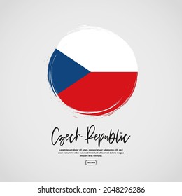 Bandera de la República Checa con efecto de pincel y texto