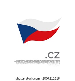 Flagge Tschechische Republik. Fahne mit farbigen Streifen auf weißem Hintergrund. Vektordesign des nationalen Poster mit cz Domain, Ort für Text. Pinselstriche. Staatliches patriotisches Banner, Tschechische Republik, Abdeckung