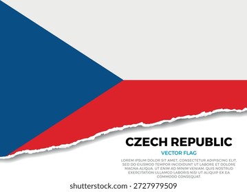 Flag of Czech Republic. Creative Torn Paper Edge Effect on Transparent Background with jagged irregularities. A three-dimensional appearance with realistic shadows, as it if had been ripped to reveal a white surface beneath