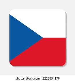 Flagge der Tschechischen Republik flach Symbol. Quadratisches Vektorelement mit Schatten darunter. Bestens für mobile Apps, UI und Web Design.