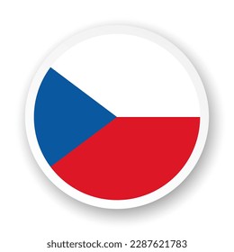 Flag of Czech Republic flat icon. Round vector element with shadow underneath. Best for mobile apps, UI and web design.