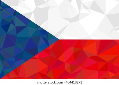 Flag of Czech Republic, geometric polygonal triangle style, Illustration vector EPS8