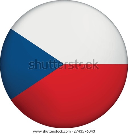 Flag of Czech Republic. Glossy circular flag. Button appearance. 3D Icon Design with depth. Professional, tactile look. Perfect for representing national identity in digital interfaces and perfect for websites