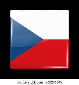 Flag of Czech Republic. Glossy Icons Square Shape. This is File from the Collection European Flags