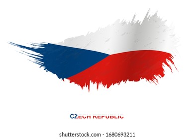 Flag of Czech Republic in grunge style with waving effect, vector grunge brush stroke flag.