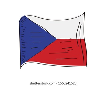 Flag of Czech Republic. Hand drawing - Vector illustration