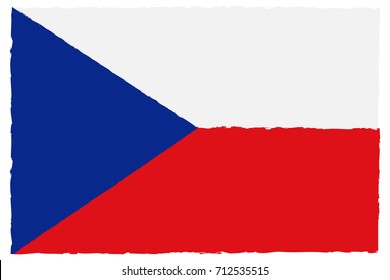 Flag of Czech Republic. Hand Painted with Brush. Vector Illustration.