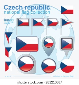   Flag of czech republic, icon collection, vector illustration