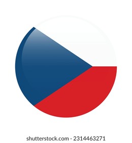 Flag of the Czech Republic. Flag icon. Standard color. A round flag. 3d illustration. Computer illustration. Digital illustration. Vector illustration.