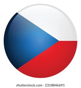 Flag of the Czech Republic. Flag icon. Standard color. The round flag. 3d illustration. Computer illustration. Digital illustration. Vector illustration.