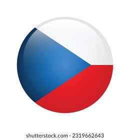 Flag of the Czech Republic. Flag icon. Standard color. The round flag. 3d illustration. Computer illustration. Digital illustration. Vector illustration.