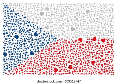Flag of the Czech Republic made of heart patterns colored with national flag colors