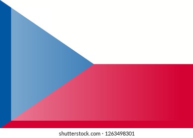 Flag of the Czech Republic. Official state symbol. Correct size, shape and color. Blue triangle and two bands - white and red. Symbol for political maps and articles.