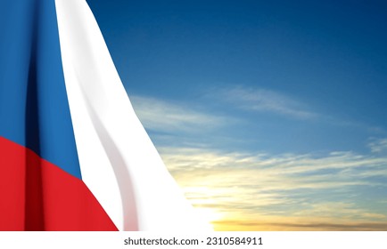 Bandera de la República Checa sobre el fondo del cielo. Vector EPS10