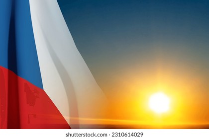 Flag of Czech Republic on background of sunset. EPS10 vector