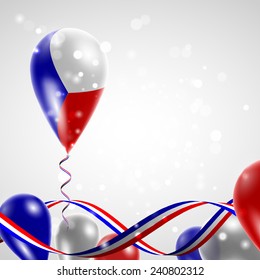 Flag of the Czech Republic on balloon. Celebration and gifts. Ribbon in the colors are twisted. Balloons on the feast of the national day. 