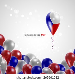 Flag of the Czech Republic on balloon. Celebration and gifts. Ribbon in the colors are twisted. Independence Day. Balloons on the feast of the national