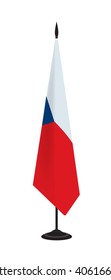 Flag of Czech Republic on a flagstaff. Vector illustration