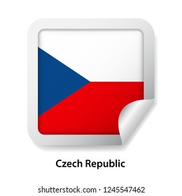 Flag of Czech Republic. Round glossy sticker