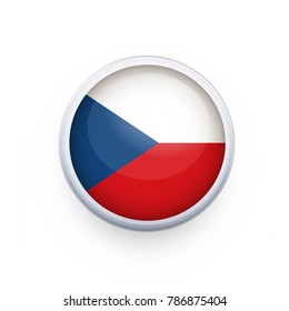 Flag of Czech Republic as round glossy icon. Button with Czech Republic flag. National flag for country of Czech Republic isolated, banner vector illustration. Vector illustration eps10.