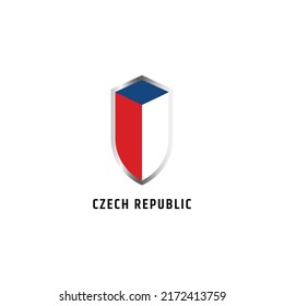 Flag of Czech Republic with shield icon flat vector illustration