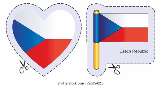 Flag of the Czech Republic. Vector cut sign here, isolated on white. Can be used for design, stickers, souvenirs.