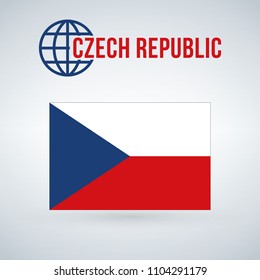 Flag of the Czech Republic. vector illustration isolated on modern background with shadow.