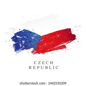 Flag of the Czech Republic. Vector illustration on white background. Brush strokes drawn by hand. Independence Day.