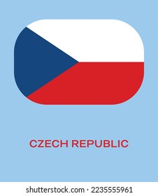 Flag of Czech Republic, Czech Republic flag vector illustration, Czech Republic flag in rounded corner, Button style Czech Republic flag.