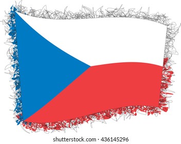 Flag of Czech Republic. Vector illustration of a stylized flag. Shaggy edge.