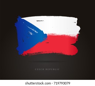 Flag of the Czech Republic. Vector illustration on a black background. Beautiful brush strokes. Abstract concept. Elements for design.