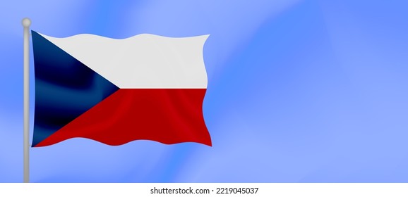 Flag of Czech Republic waving against the blue sky. Horizontal banner design with Czech Republic flag with copy space. Vector illustration