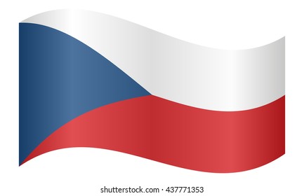 Flag of Czech Republic waving on white background