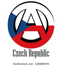 Flag of Czech Republic of the world in the form of a sign of anarchy, which stands for freedom and equality of people.