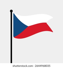 Bandeira da República Checa. Design de ícone de ilustração de vetor de bandeira checa. Bandeira de mastro flutuante.