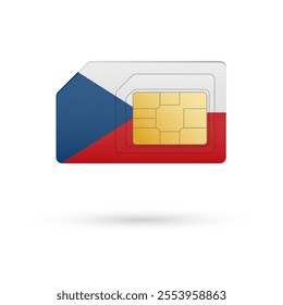 Flag of Czech. Vector illustration of SIM Card with flag on white background