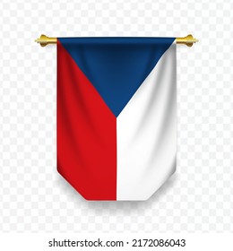 Flag of Czech. Vector illustration of a vertical hanging flag on a transparent background (PNG).