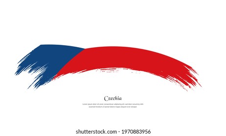 Flag of Czechia in grunge style stain brush with waving effect on isolated white background