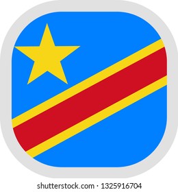 Flag of D. R. Congo .new. Rounded square icon on white background, vector illustration.