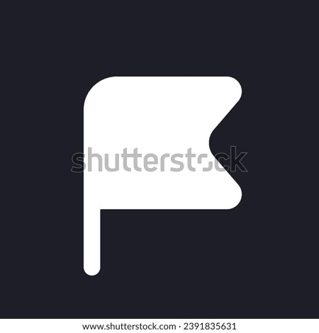 Flag dark mode glyph ui icon. Tagged materials. Mark for information. User interface design. White silhouette symbol on black space. Solid pictogram for web, mobile. Vector isolated illustration