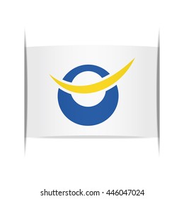 Flag of Date (Fukushima Prefecture, Japan). Vector illustration of a stylized flag. The slit in the paper with shadows. Element for infographics.