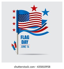 Flag day. 14 of June. Vector illustration.