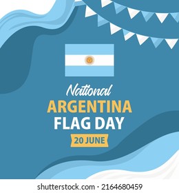 Flag day of Argentina. International celebration day vector template. Festival worldwide illustration. Fit for banner, cover, background, backdrop, poster. Vector Eps 10.