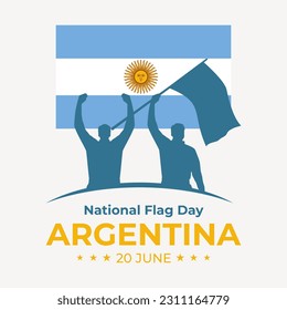 Día de la Bandera de Argentina. Plantilla vectorial del Día Internacional de la Celebración. Adecuado para afiches, pancartas, tarjetas, publicaciones en medios sociales, etc