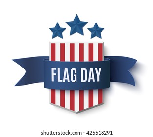 Flag Day background template. Badge with blue isolated on white. Vector illustration.