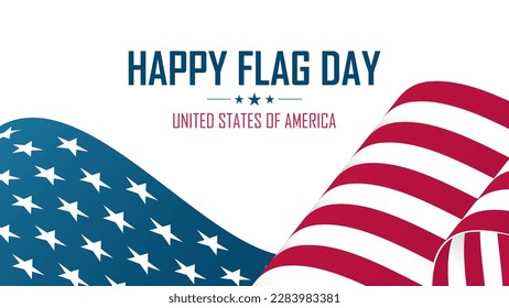 Flag Day Banner. United States Happy Flag Day celebration background with waving American national flag. USA national holiday. Vector illustration.